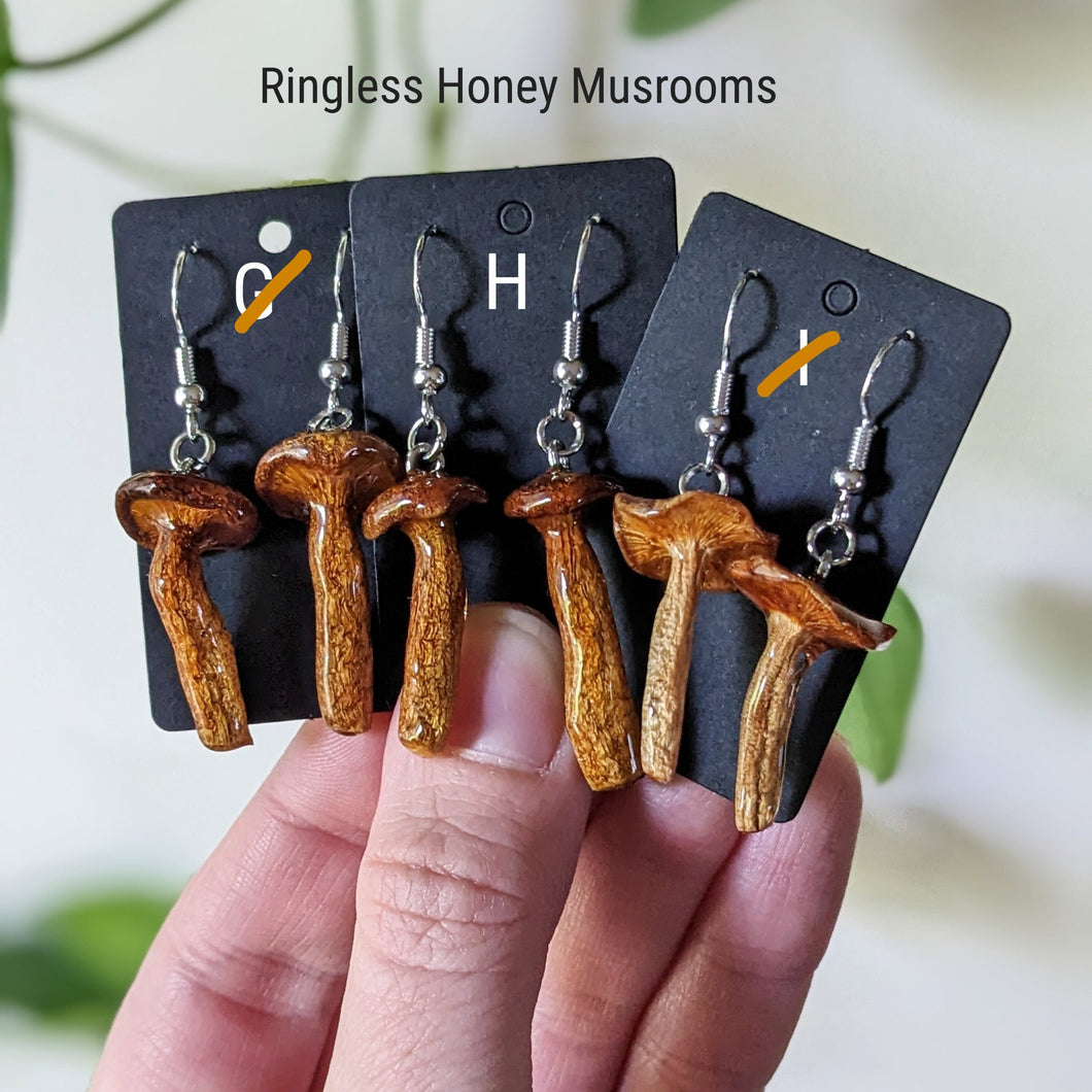Sealed Mushroom Earrings - Honey Mushrooms