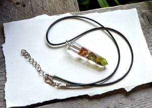 Mushroom Crystal Point Necklace with Cord