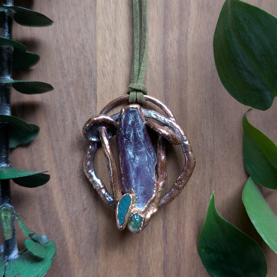 Necklace: Amethyst + Moss Agate
