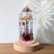 Load image into Gallery viewer, *Discounted* Large - Yellow Fly Agaric w/ Amethyst &amp; iridescence **Light Base Not Included
