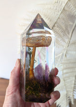 Load image into Gallery viewer, *Discounted* Large - Yellow Fly Agaric w/ Amethyst &amp; iridescence **Light Base Not Included
