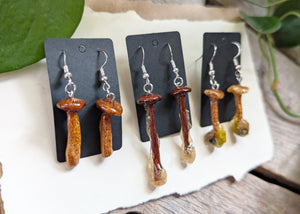 Sealed Mushroom Earrings - Honey Mushrooms