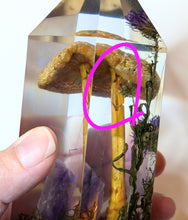 Load image into Gallery viewer, *Discounted* Large - Yellow Fly Agaric w/ Amethyst &amp; iridescence **Light Base Not Included

