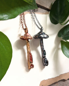 Real Mushroom - Plated in Copper - with Stones
