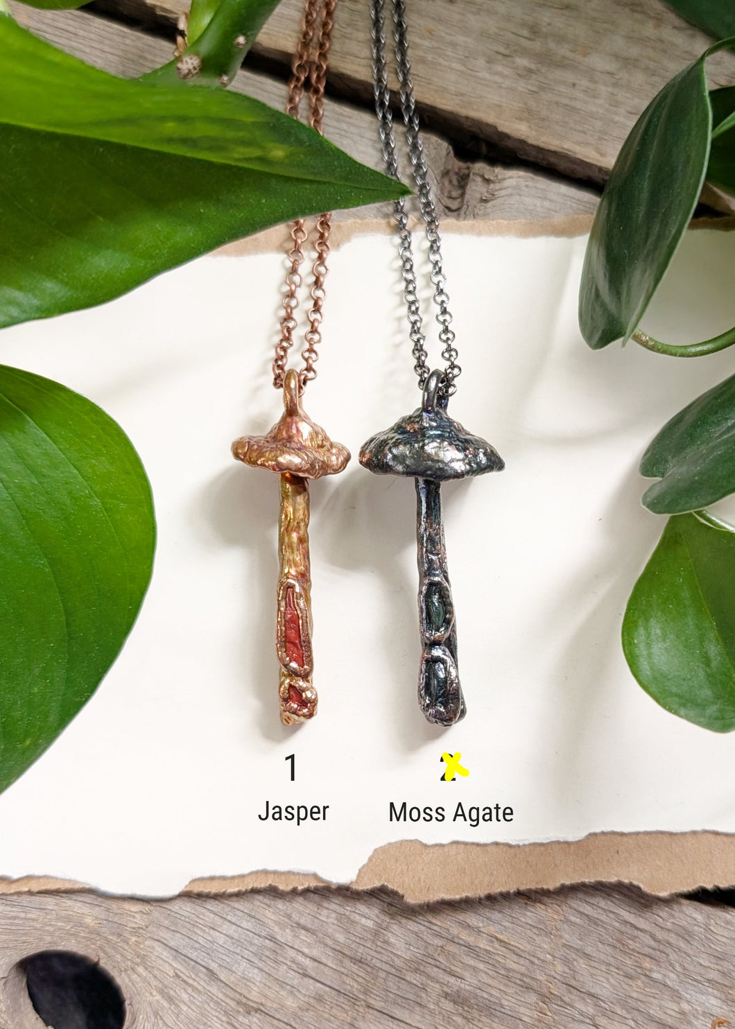 Real Mushroom - Plated in Copper - with Stones